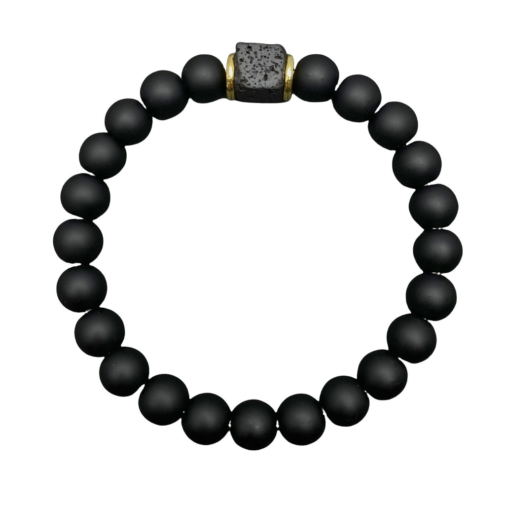 The Obsidian & Volcanic Stone Stack Bracelet